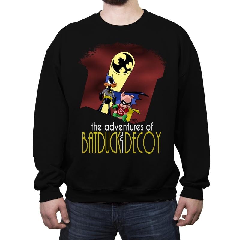 The Adventures of Batduck and Decoy - Anytime - Crew Neck Sweatshirt Crew Neck Sweatshirt RIPT Apparel Small / Black