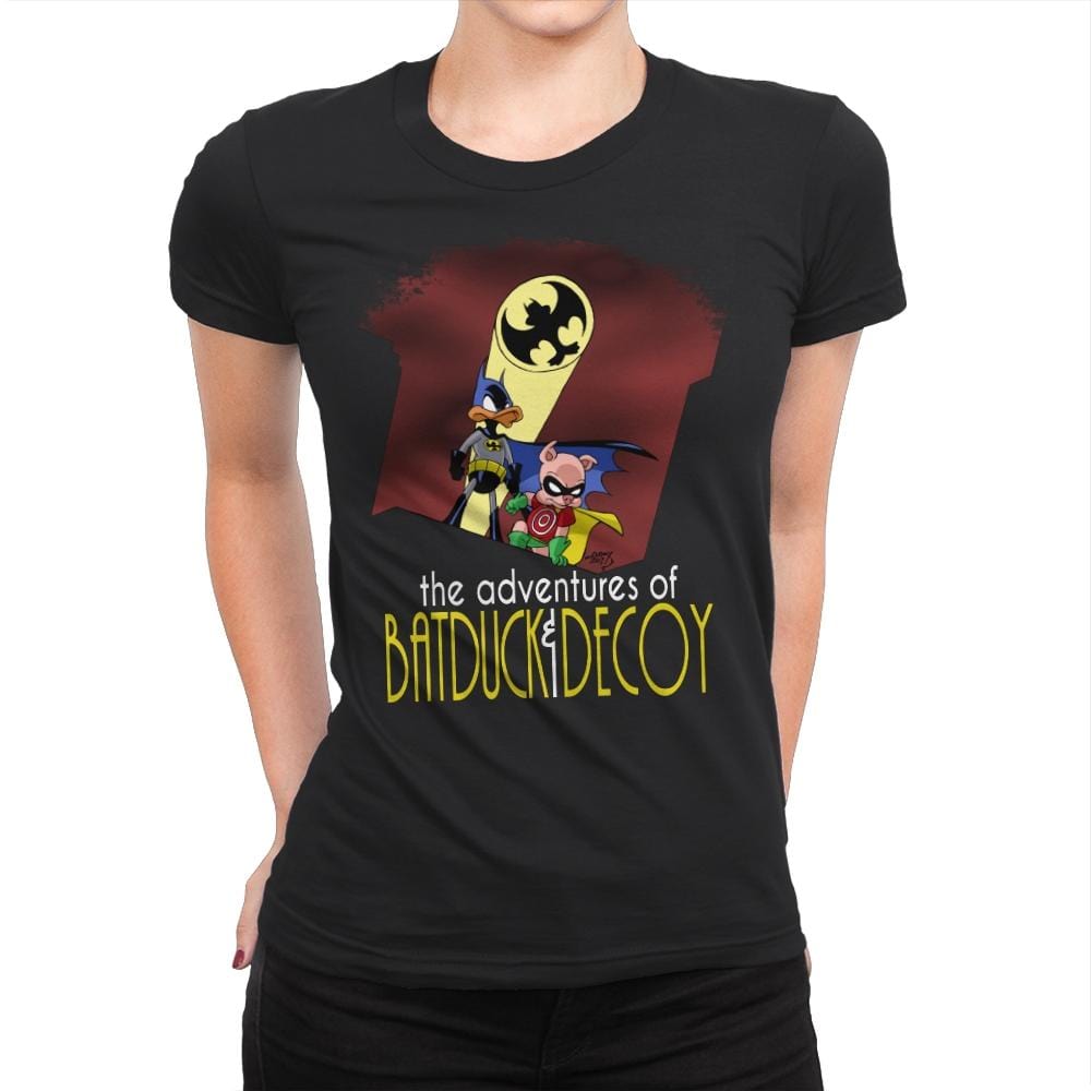 The Adventures of Batduck and Decoy - Anytime - Womens Premium T-Shirts RIPT Apparel Small / Black