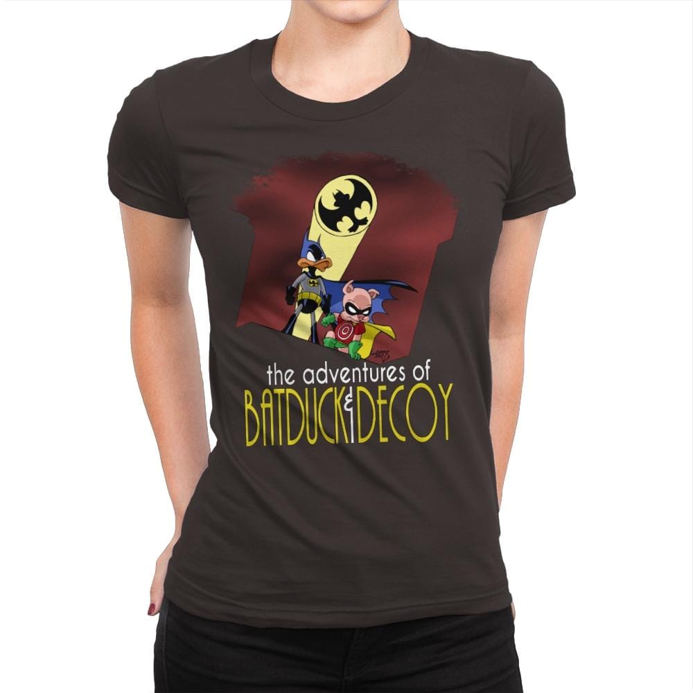 The Adventures of Batduck and Decoy - Anytime - Womens Premium T-Shirts RIPT Apparel Small / Dark Chocolate
