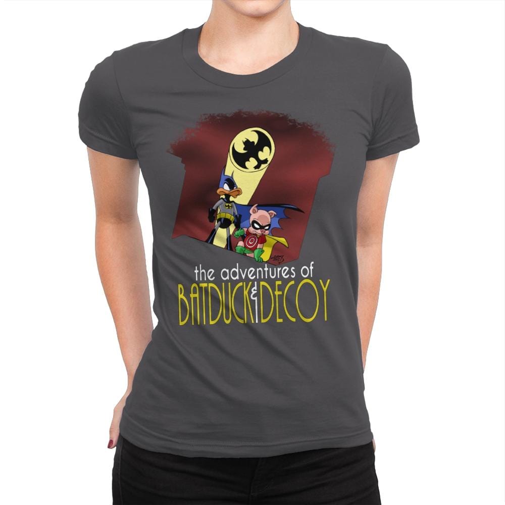 The Adventures of Batduck and Decoy - Anytime - Womens Premium T-Shirts RIPT Apparel Small / Heavy Metal