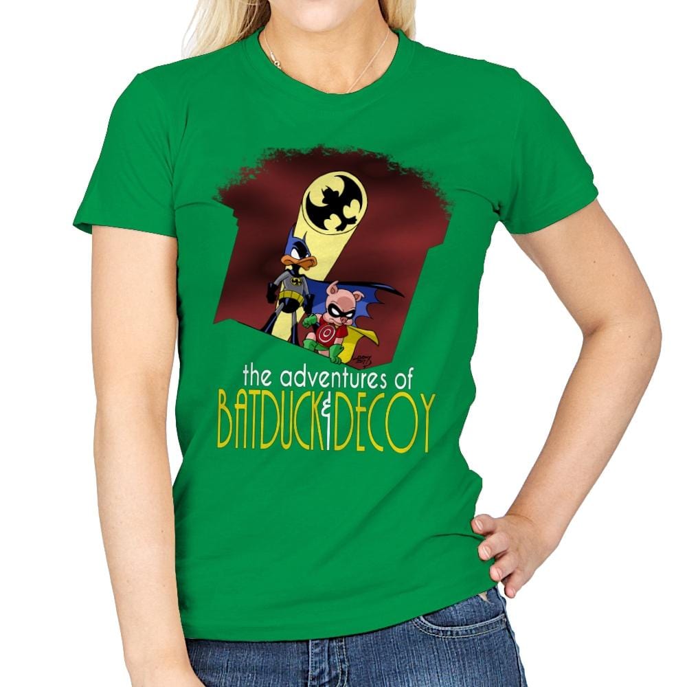 The Adventures of Batduck and Decoy - Anytime - Womens T-Shirts RIPT Apparel Small / Irish Green