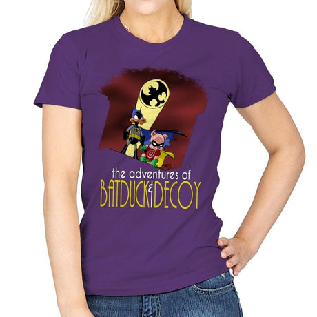 The Adventures of Batduck and Decoy - Anytime - Womens T-Shirts RIPT Apparel Small / Purple