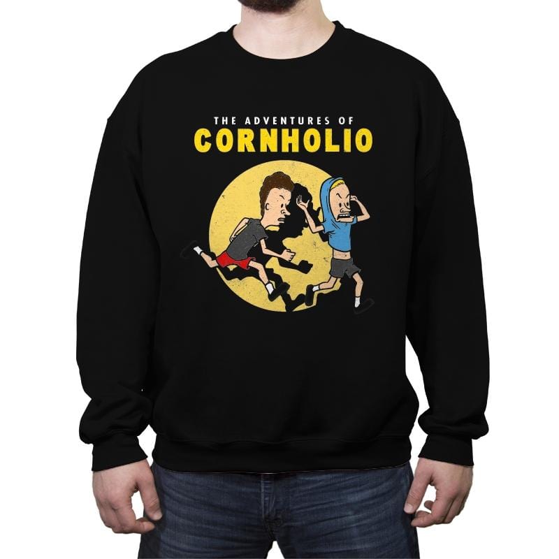 The Adventures of Cornholio - Crew Neck Sweatshirt Crew Neck Sweatshirt RIPT Apparel Small / Black
