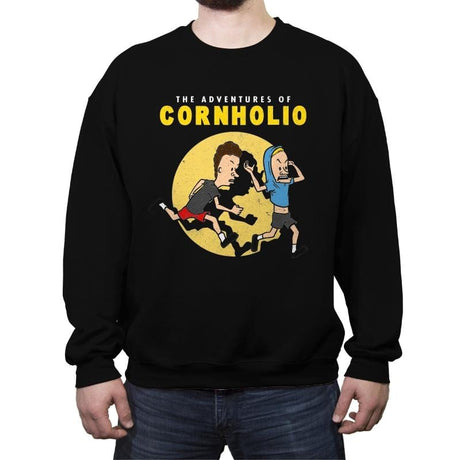 The Adventures of Cornholio - Crew Neck Sweatshirt Crew Neck Sweatshirt RIPT Apparel Small / Black