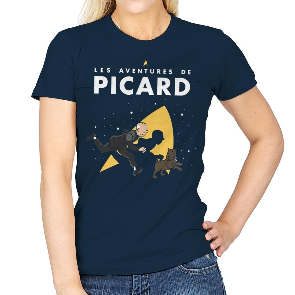 The Adventures of Picard - Womens T-Shirts RIPT Apparel Small / Navy