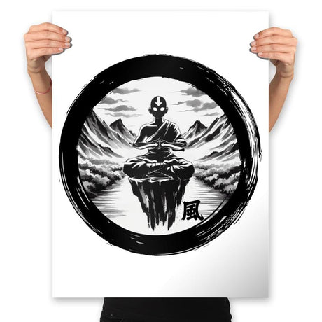 The Air Nomad Sumi-e - Prints Posters RIPT Apparel 18x24 / White