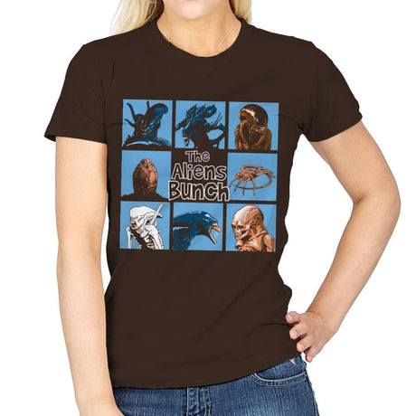 The Aliens Bunch - Womens T-Shirts RIPT Apparel Small / Dark Chocolate