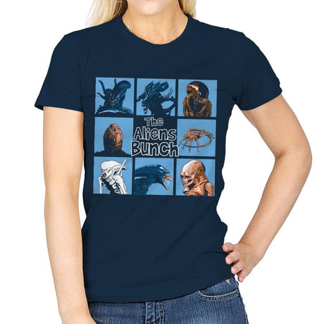 The Aliens Bunch - Womens T-Shirts RIPT Apparel Small / Navy