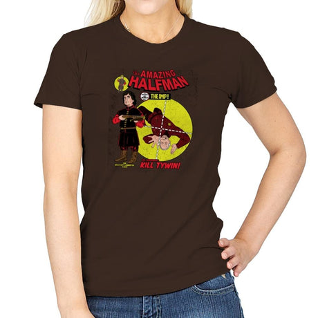 The Amazing Half-Man - Game of Shirts - Womens T-Shirts RIPT Apparel Small / Dark Chocolate