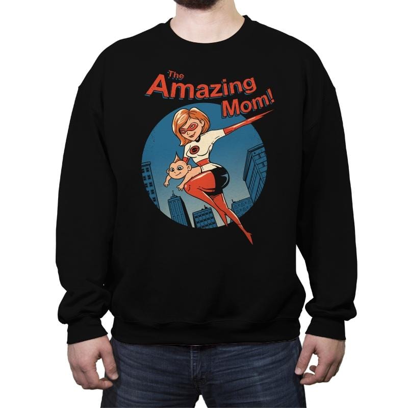 The Amazing Mom! - Crew Neck Sweatshirt Crew Neck Sweatshirt RIPT Apparel Small / Black