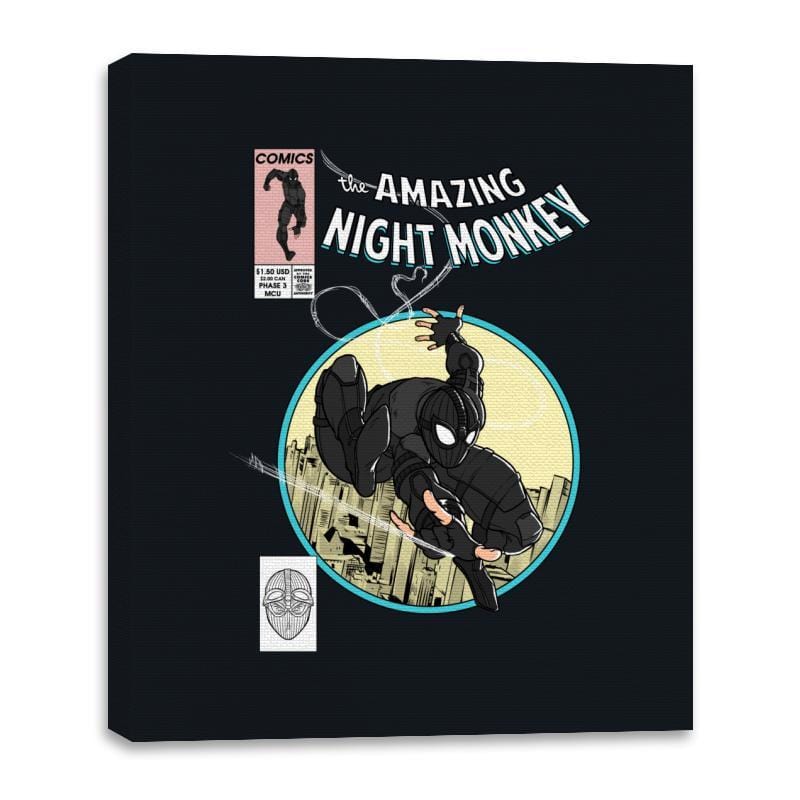 The Amazing Night Monkey - Anytime - Canvas Wraps Canvas Wraps RIPT Apparel 16x20 / Black