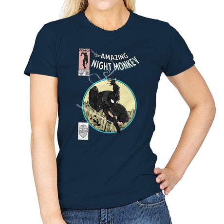 The Amazing Night Monkey - Anytime - Womens T-Shirts RIPT Apparel Small / Navy