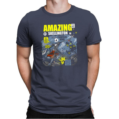 The Amazing Skellington Exclusive - Mens Premium T-Shirts RIPT Apparel Small / Indigo
