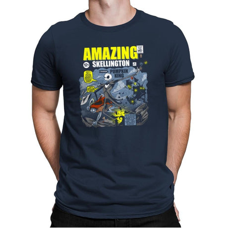 The Amazing Skellington Exclusive - Mens Premium T-Shirts RIPT Apparel Small / Midnight Navy
