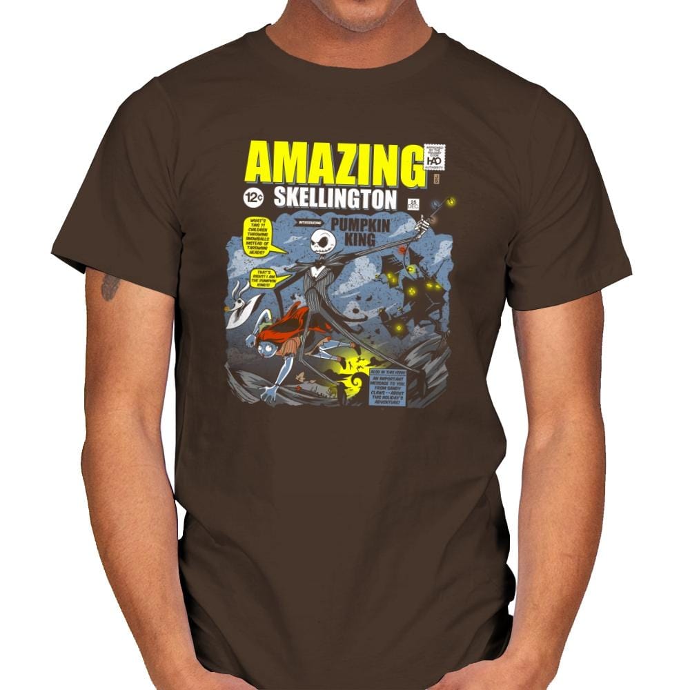 The Amazing Skellington Exclusive - Mens T-Shirts RIPT Apparel Small / Dark Chocolate