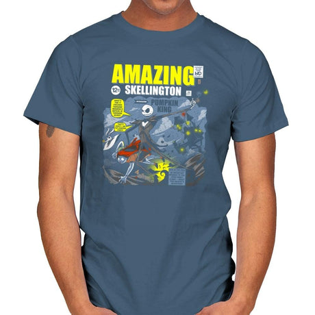 The Amazing Skellington Exclusive - Mens T-Shirts RIPT Apparel Small / Indigo Blue