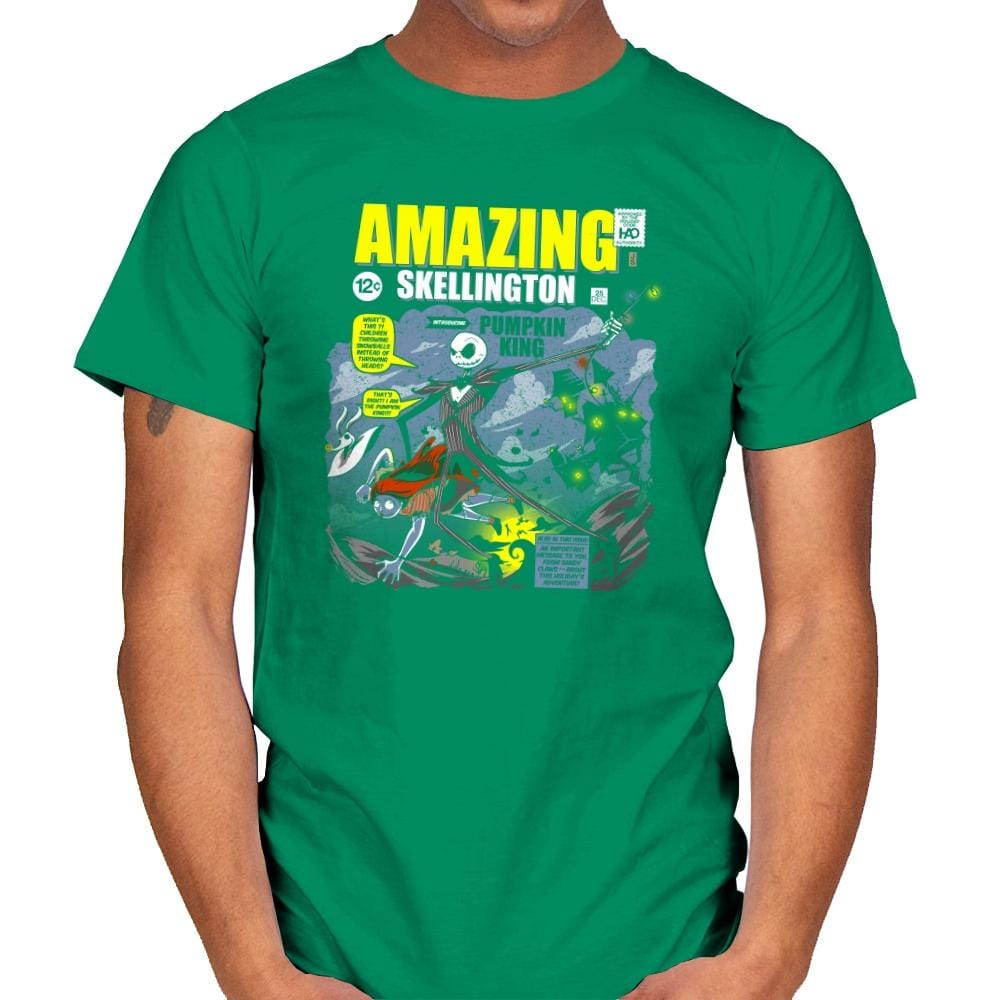 The Amazing Skellington Exclusive - Mens T-Shirts RIPT Apparel Small / Kelly Green