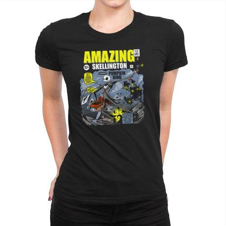 The Amazing Skellington Exclusive - Womens Premium T-Shirts RIPT Apparel Small / Black
