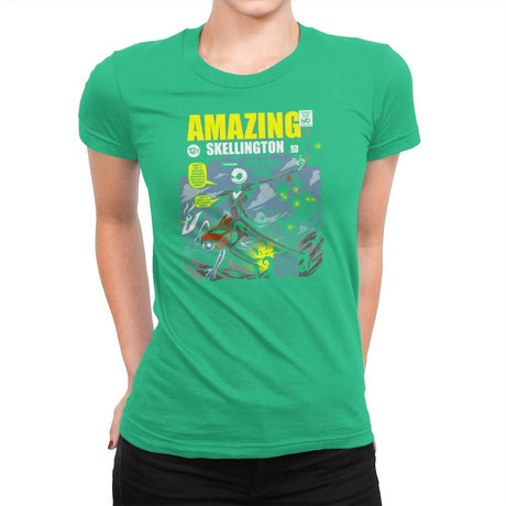 The Amazing Skellington Exclusive - Womens Premium T-Shirts RIPT Apparel Small / Kelly Green