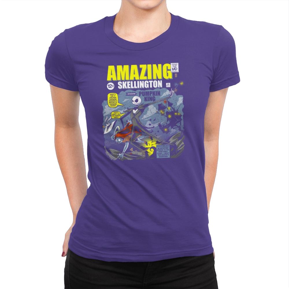 The Amazing Skellington Exclusive - Womens Premium T-Shirts RIPT Apparel Small / Purple Rush