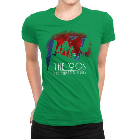 The Animated 90s - Womens Premium T-Shirts RIPT Apparel Small / Kelly Green