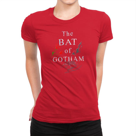 The Bat of Gotham Exclusive - Womens Premium T-Shirts RIPT Apparel Small / Red