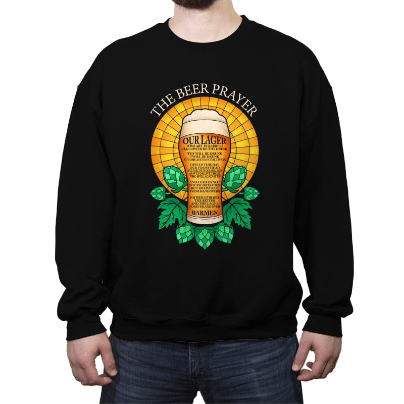 The Beer Prayer - Crew Neck Sweatshirt Crew Neck Sweatshirt RIPT Apparel Small / Black