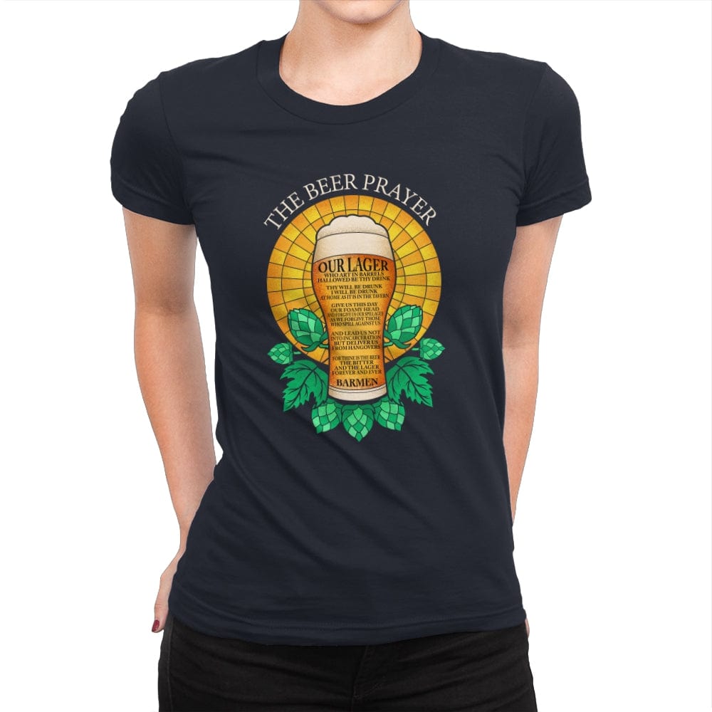 The Beer Prayer - Womens Premium T-Shirts RIPT Apparel Small / Midnight Navy