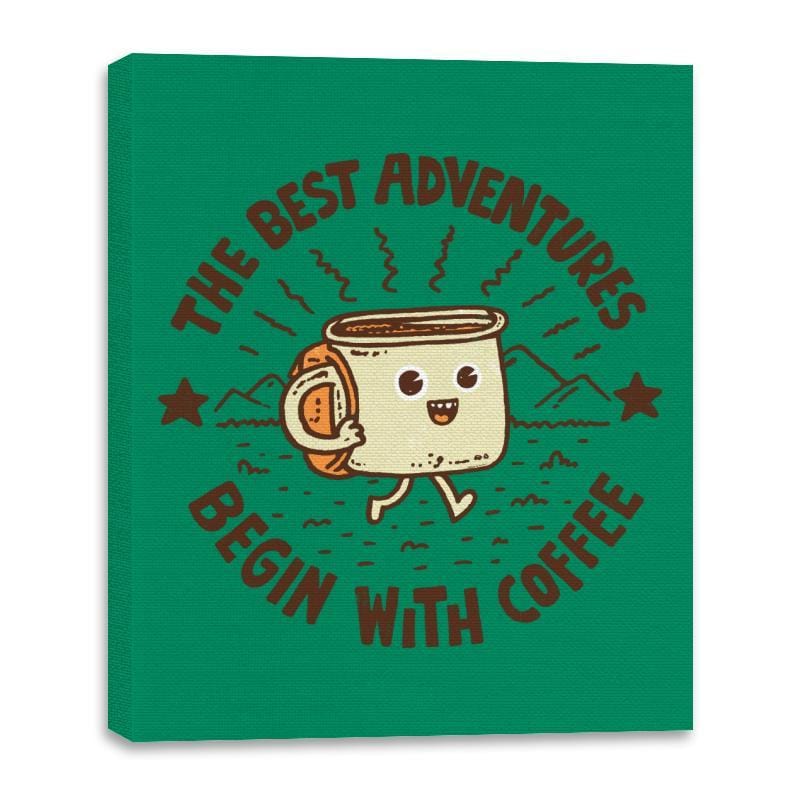 The Best Adventures Begin With Coffee - Canvas Wraps Canvas Wraps RIPT Apparel 16x20 / Kelly