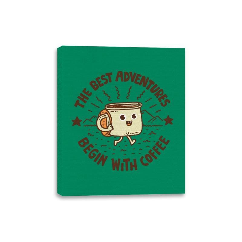 The Best Adventures Begin With Coffee - Canvas Wraps Canvas Wraps RIPT Apparel 8x10 / Kelly
