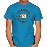 The Best Adventures Begin With Coffee - Mens T-Shirts RIPT Apparel Small / Sapphire