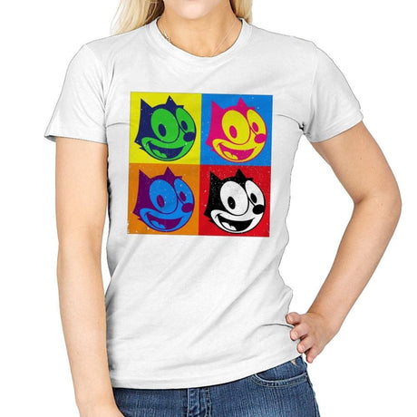 The Black Cat - Womens T-Shirts RIPT Apparel Small / White