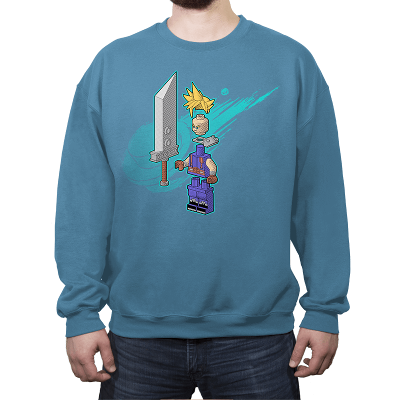 The Blocky Hero of Midgar - Crew Neck Sweatshirt Crew Neck Sweatshirt RIPT Apparel