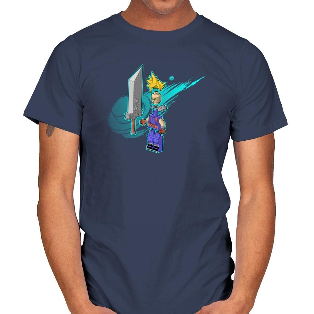 The Blocky Hero of Midgar Exclusive - Mens T-Shirts RIPT Apparel Small / Navy