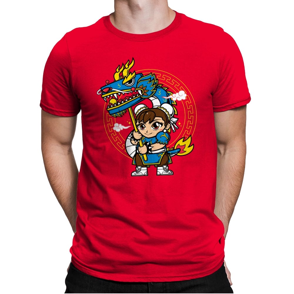 The Blue Dragon Dancer - Mens Premium T-Shirts RIPT Apparel Small / Red