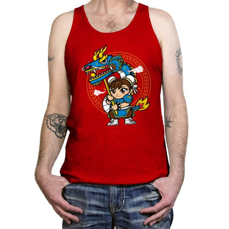 The Blue Dragon Dancer - Tanktop Tanktop RIPT Apparel X-Small / Red