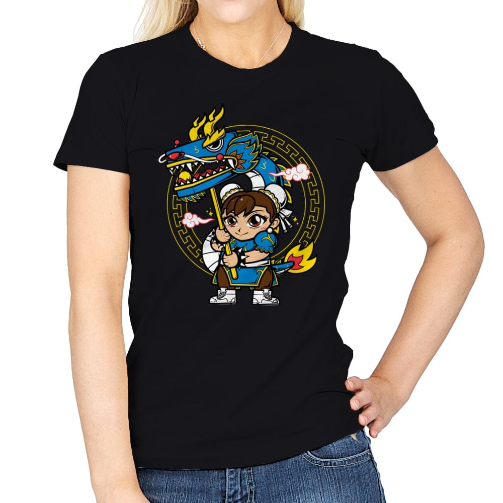 The Blue Dragon Dancer - Womens T-Shirts RIPT Apparel Small / Black