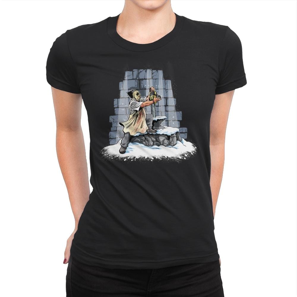 The Chainsaw in the Stone - Womens Premium T-Shirts RIPT Apparel Small / Black