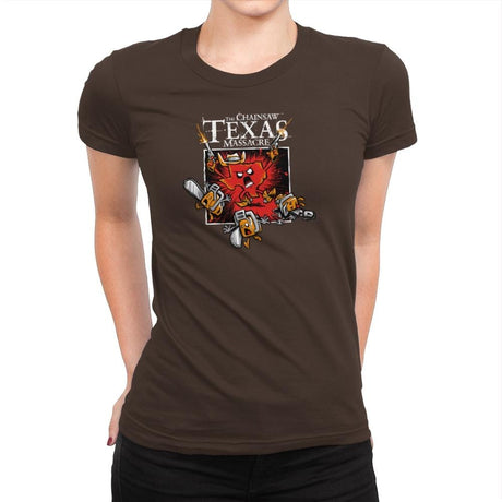 The Chainsaw Texas Massacre Exclusive - Womens Premium T-Shirts RIPT Apparel Small / Dark Chocolate