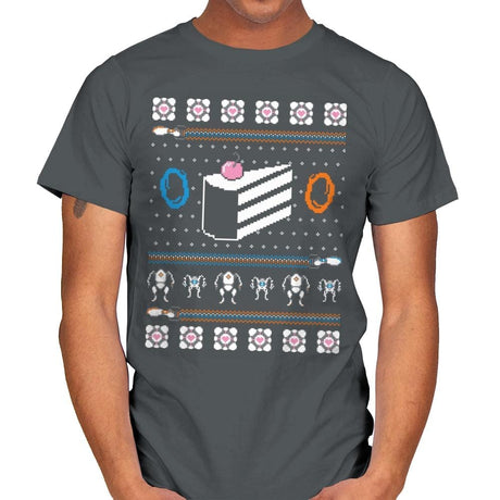 The Christmas Cake is a Lie - Mens T-Shirts RIPT Apparel Small / Charcoal