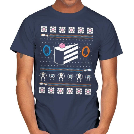 The Christmas Cake is a Lie - Mens T-Shirts RIPT Apparel Small / Navy