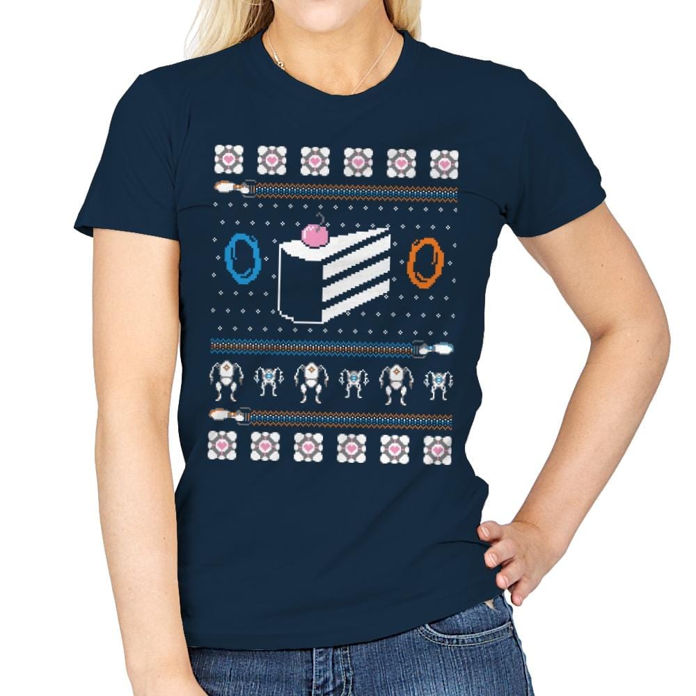 The Christmas Cake is a Lie - Womens T-Shirts RIPT Apparel Small / Navy