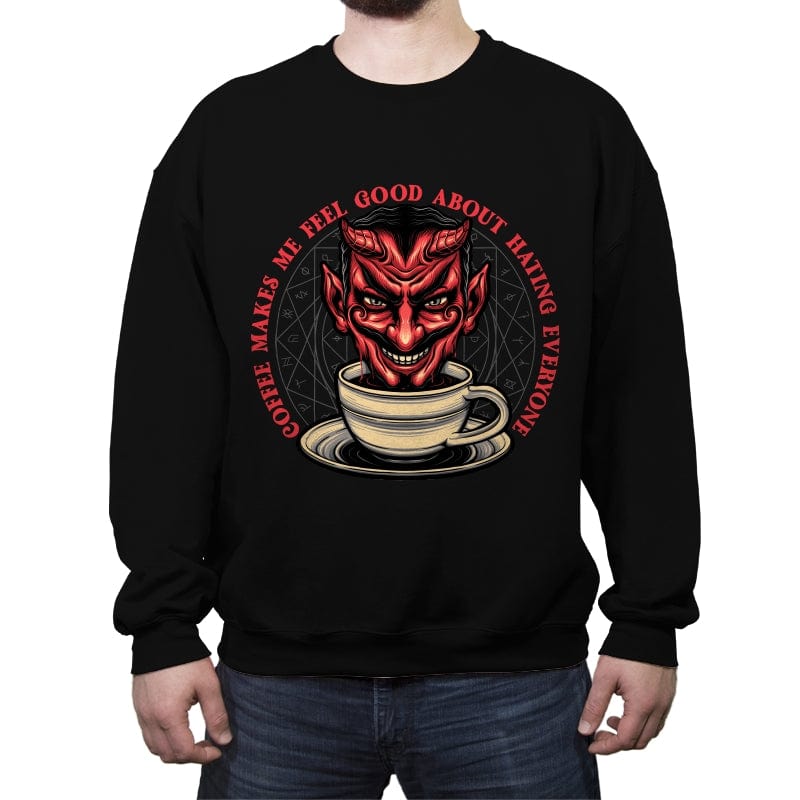 The Coffee Devil - Crew Neck Sweatshirt Crew Neck Sweatshirt RIPT Apparel Small / Black