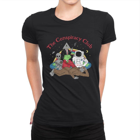 The Conspiracy Club - Womens Premium T-Shirts RIPT Apparel Small / Black