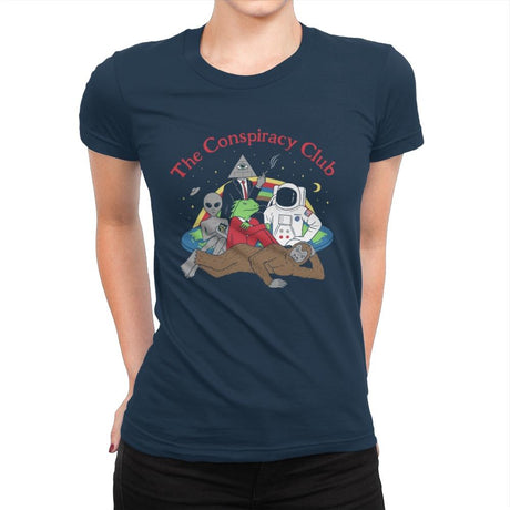 The Conspiracy Club - Womens Premium T-Shirts RIPT Apparel Small / Midnight Navy