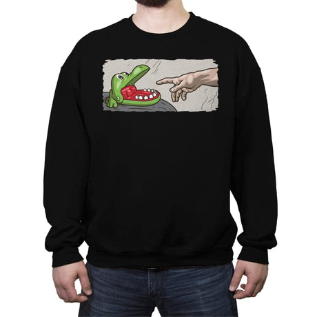 The Creation of a Bite! - Crew Neck Sweatshirt Crew Neck Sweatshirt RIPT Apparel Small / Black