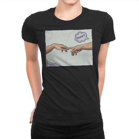 The Creation of a Joke! - Womens Premium T-Shirts RIPT Apparel Small / Black