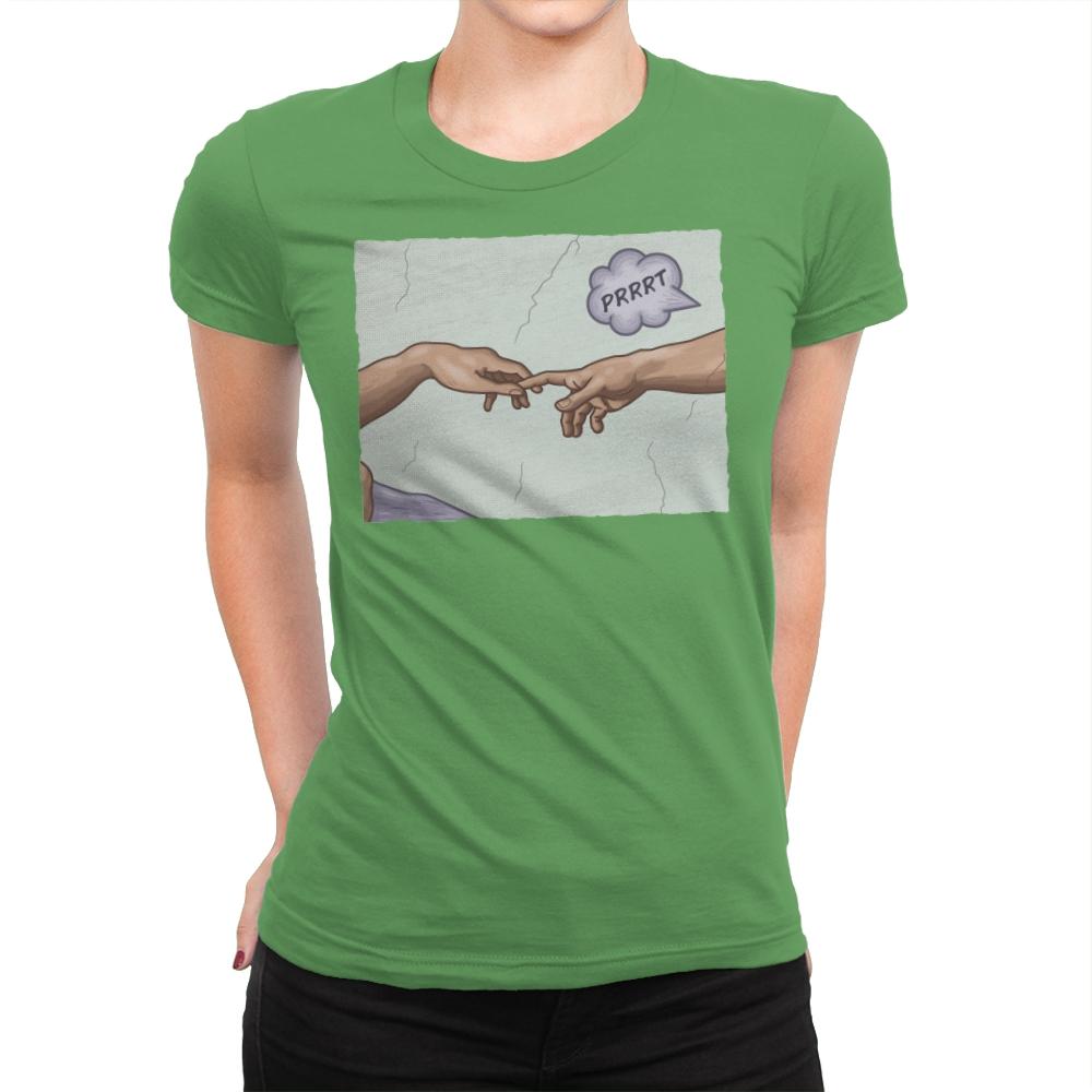 The Creation of a Joke! - Womens Premium T-Shirts RIPT Apparel Small / Kelly
