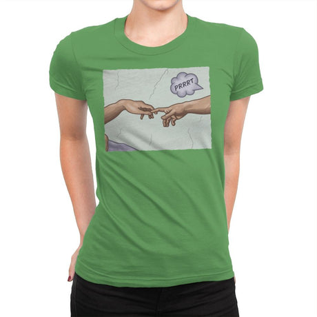 The Creation of a Joke! - Womens Premium T-Shirts RIPT Apparel Small / Kelly
