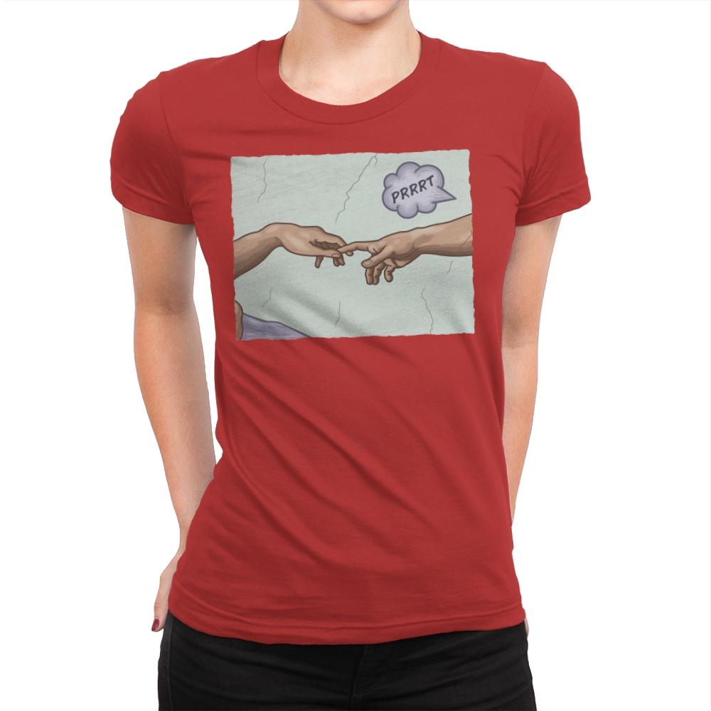 The Creation of a Joke! - Womens Premium T-Shirts RIPT Apparel Small / Red